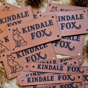 Faux Leather Personalized Product Tags, Custom Leatherette Clothing Labels, Choice of Colours immagine 19