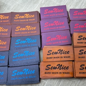 Faux Leather Personalized Product Tags, Custom Leatherette Clothing Labels, Choice of Colours immagine 3