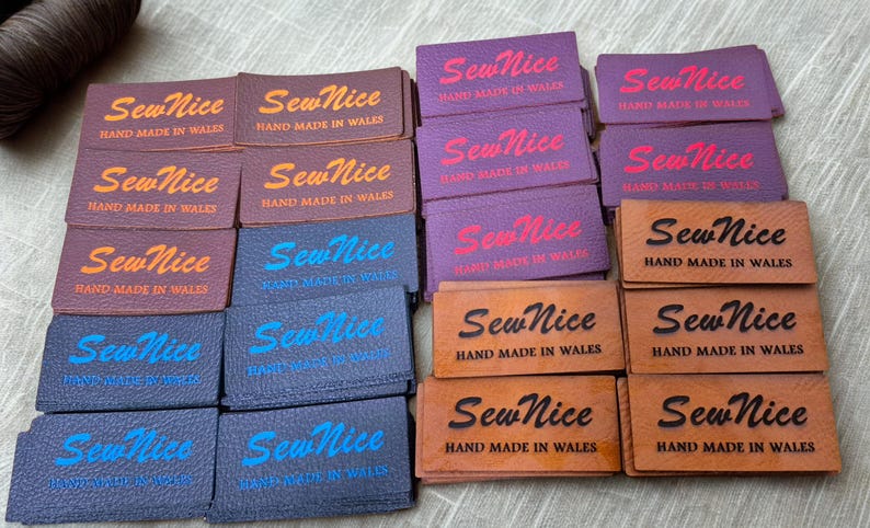 Faux Leather Personalized Product Tags, Custom Leatherette Clothing Labels, Choice of Colours immagine 3