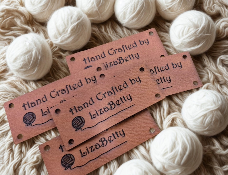 Faux Leather Personalized Product Tags, Custom Leatherette Clothing Labels, Choice of Colours immagine 16