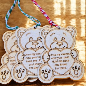 Etiqueta de recuerdo personalizada: recuerdo de madera de abedul cortado a láser para ropa reciclada