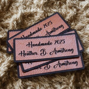 Faux Leather Personalized Product Tags, Custom Leatherette Clothing Labels, Choice of Colours immagine 5