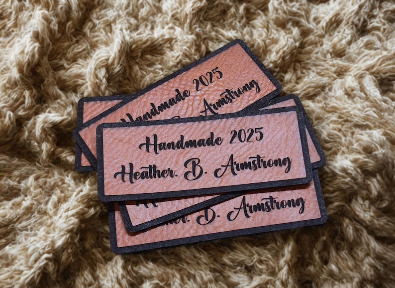 Faux Leather Personalized Product Tags, Custom Leatherette Clothing Labels, Choice of Colours immagine 5