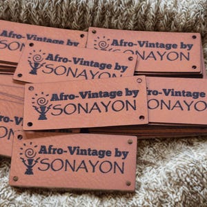 Faux Leather Personalized Product Tags, Custom Leatherette Clothing Labels, Choice of Colours immagine 15