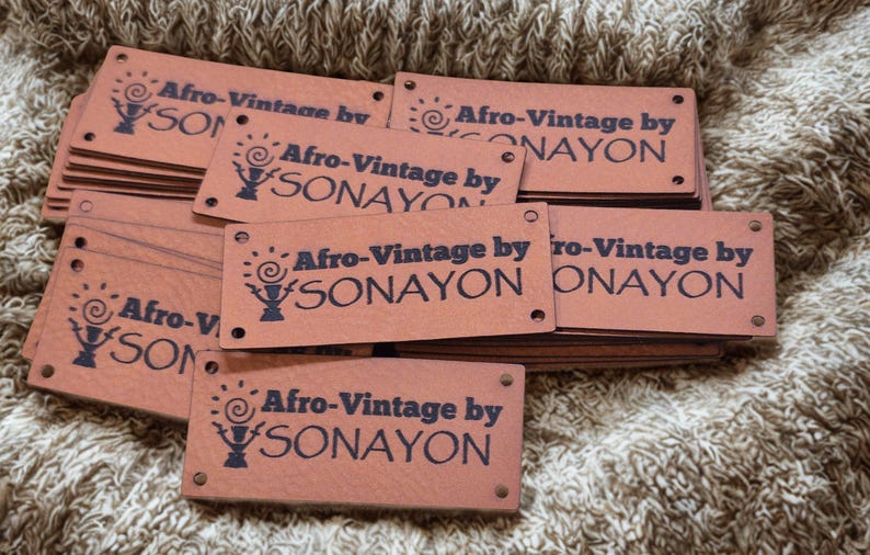 Faux Leather Personalized Product Tags, Custom Leatherette Clothing Labels, Choice of Colours immagine 15