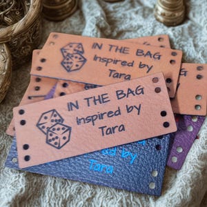 Faux Leather Personalized Product Tags, Custom Leatherette Clothing Labels, Choice of Colours immagine 20