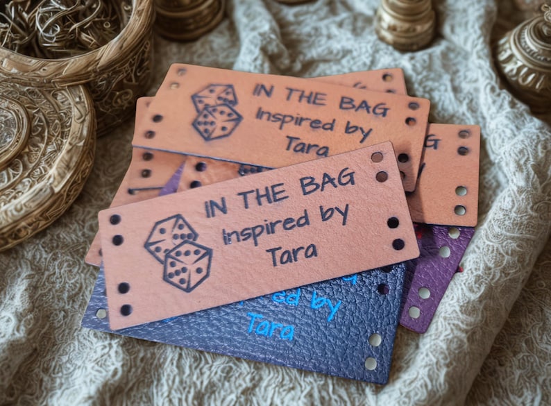 Faux Leather Personalized Product Tags, Custom Leatherette Clothing Labels, Choice of Colours immagine 20
