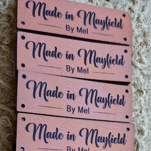 Faux Leather Personalized Product Tags, Custom Leatherette Clothing Labels, Choice of Colours immagine 4