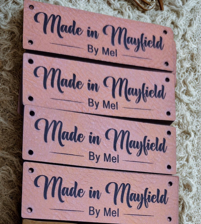 Faux Leather Personalized Product Tags, Custom Leatherette Clothing Labels, Choice of Colours immagine 4