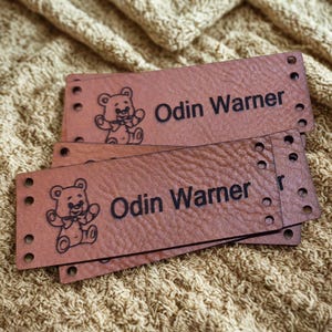 Faux Leather Personalized Product Tags, Custom Leatherette Clothing Labels, Choice of Colours immagine 18