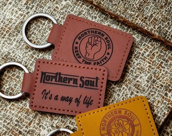 Northern Soul Key Fob, Vegan Leatherette Motown Memorabilia, Keep the Faith keyring
