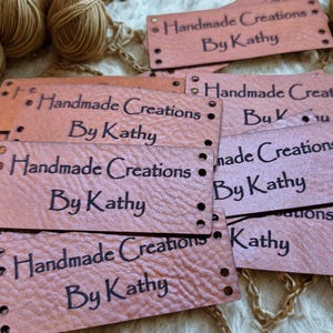Faux Leather Personalized Product Tags, Custom Leatherette Clothing Labels, Choice of Colours immagine 17