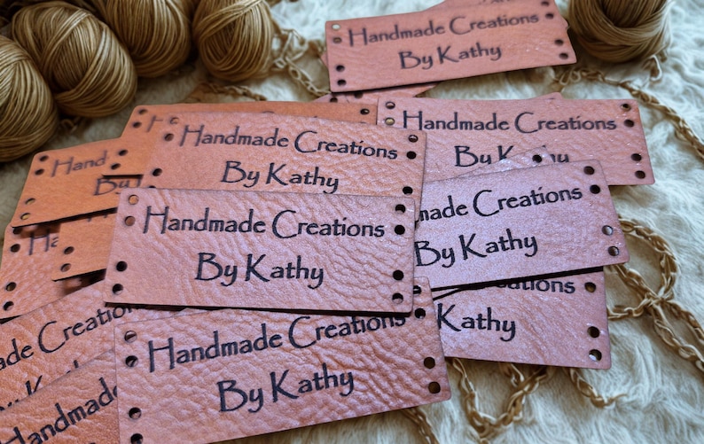 Faux Leather Personalized Product Tags, Custom Leatherette Clothing Labels, Choice of Colours immagine 17