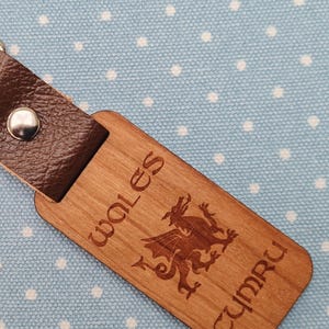 Welsh Dragon Keychain Gift, Wales, Cymru, Welsh keepsake keychain, Welsh Dragon Image, Welsh gift,  leather strap a and keyring, laser etche