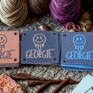 Aangepaste kunstleren labels, gepersonaliseerde kledinglabels, handgemaakte kleding eigen merklogo, voor thuis of bedrijf