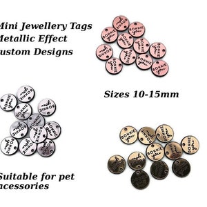 Étiquettes personnalisées pour bijoux - Mini étiquettes suspendues coeur - Bracelets faits main, laisses pour colliers pour animaux de compagnie, sacs ou articles d'artisanat - Conception personnalisée