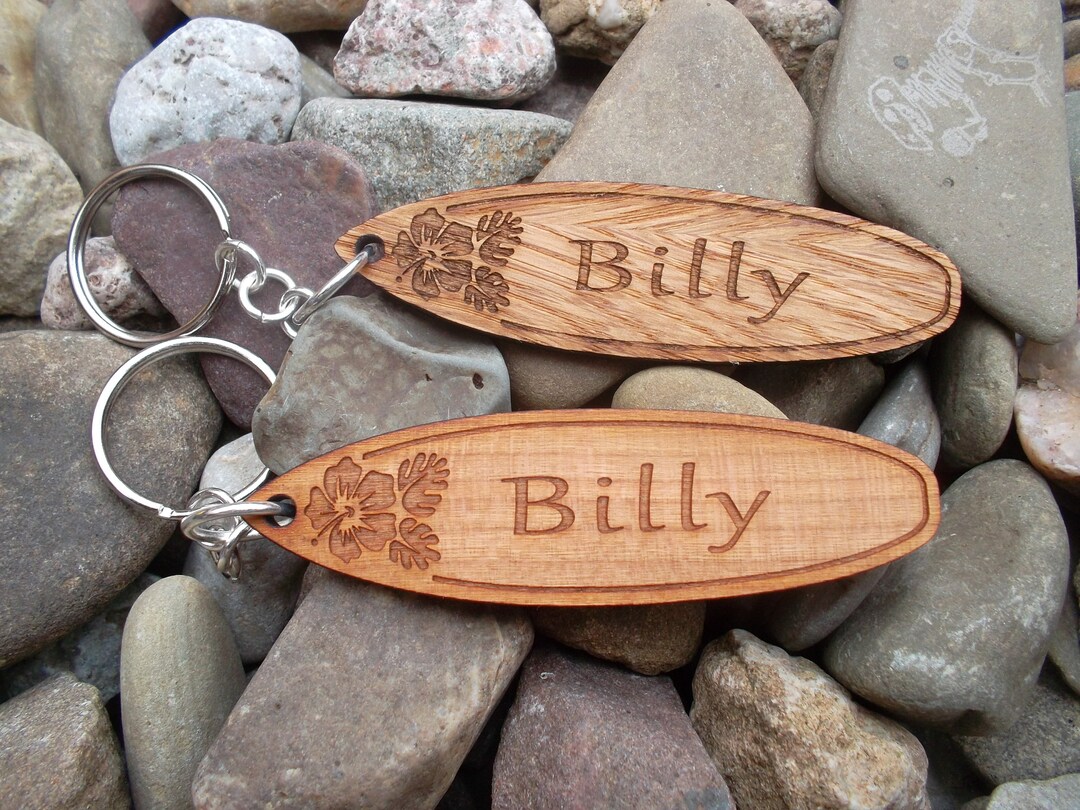 Surfboard Keychain, Surfboard Key Fob, Personalised Surfers Keychain