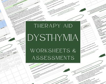 Dysthymia (Persistent Depressive Disorder) Therapy Aid • Worksheets, Assessments & Tools • Instant Download PDF