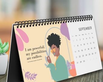 Black Women Affirmation Desk Calendar 2026 - Faceless Art