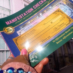 Manifestation Checkbook with Affirmations Cards - Law of Attraction - Attract Money