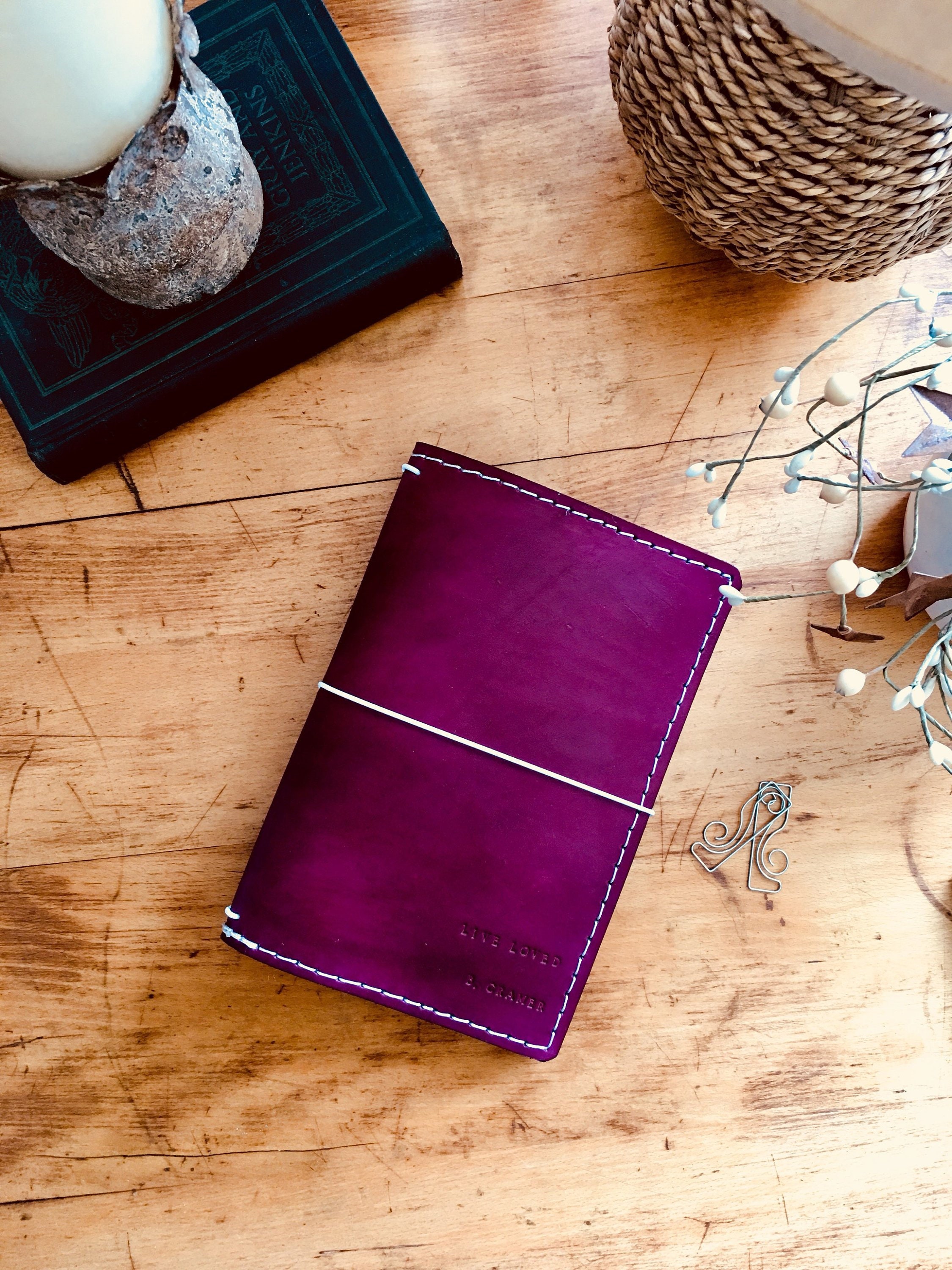 Leather Travelers Notebook With Pockets Travelers Journal Etsy