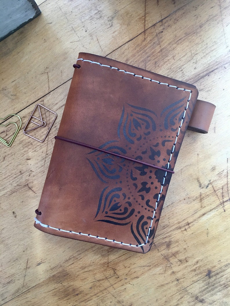 Leather Travelers Notebook With Pockets Travelers Journal Etsy