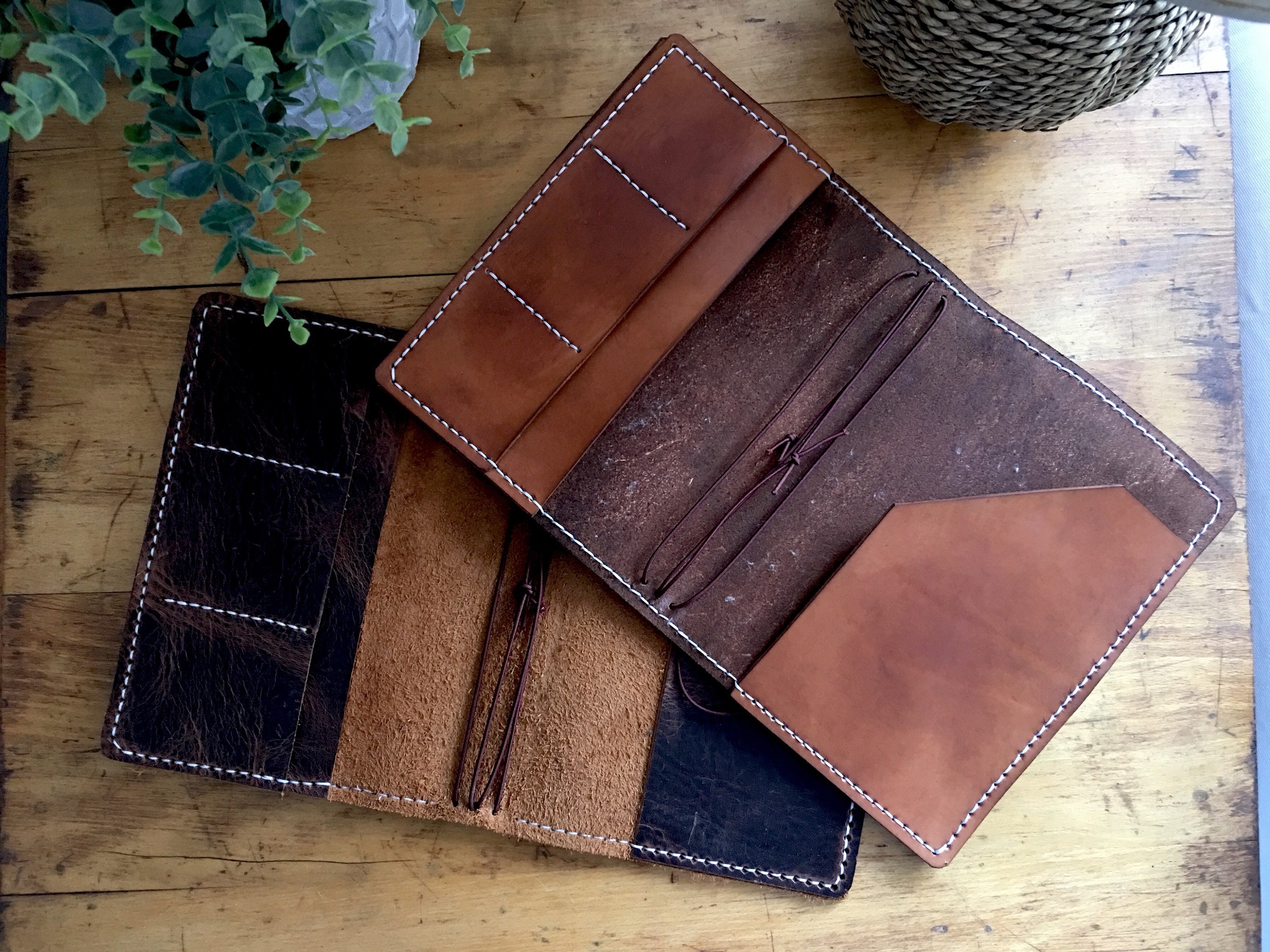 Leather Travelers Notebook with Pockets