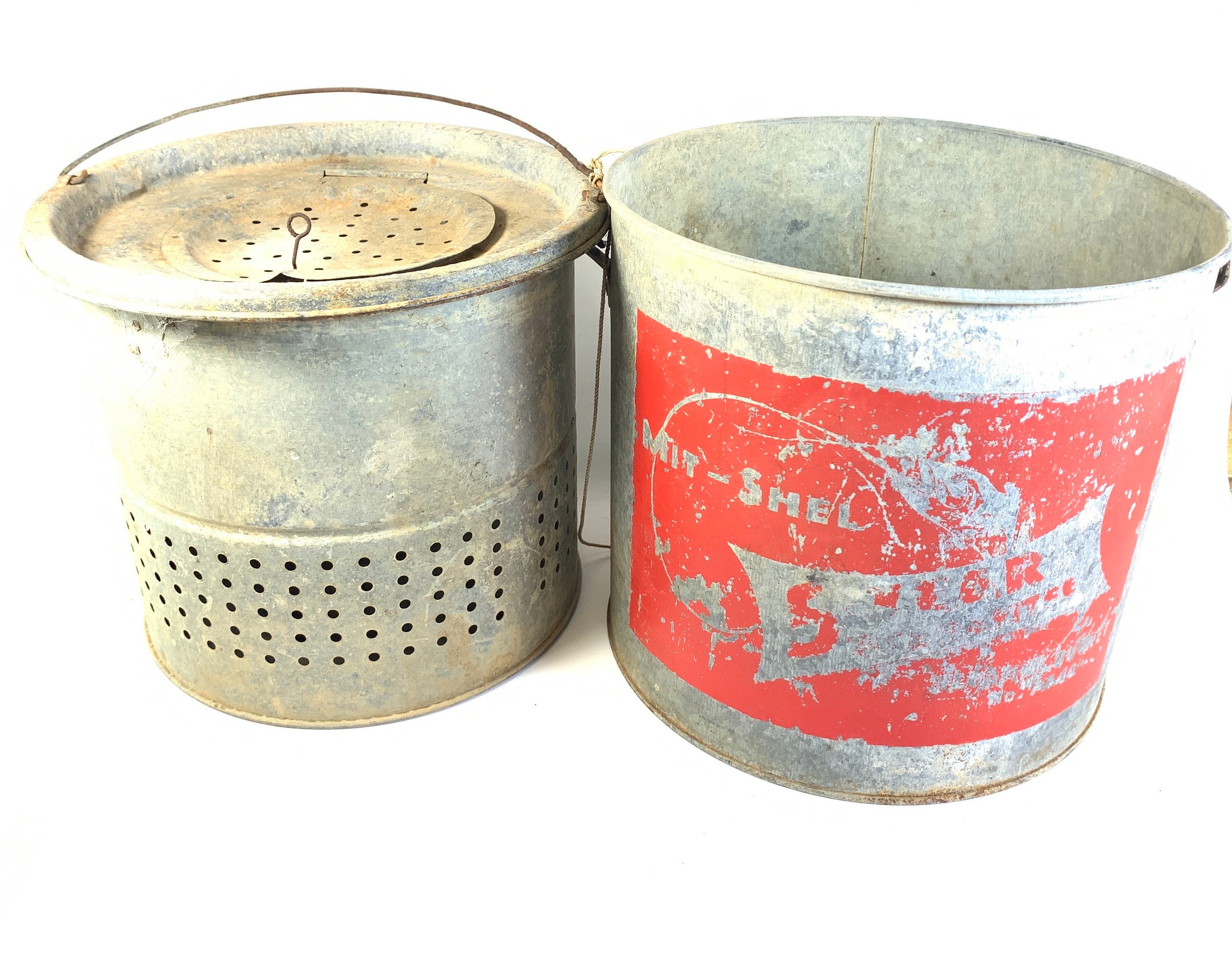Vintage Antique Metal Fishing Bait Bucket -  Canada