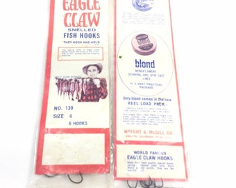2 Vintage Genuine Eagle Claw No.139 Size 4 and 6 Snelled Hooks Pack Fishing  Collectible -  New Zealand
