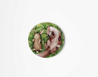 Fox and Bunny Sticker | 3" Round Sticker | Hand-Drawn Illustration