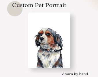 Hand Drawn Pet Portrait | Pet Drawing | Custom Pet Illustration | Photograph to Drawing | Original Art | Option to Frame