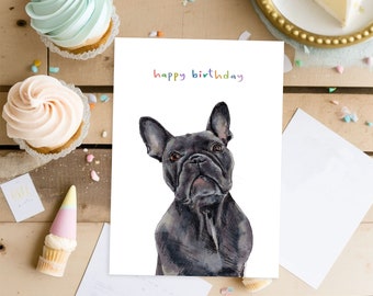 Happy Birthday Bulldog Greeting Card | 5x7 Birthday Card | Happy Birthday | Illustrated Bulldog | Dog Lover Birthday | Birthday Greetings