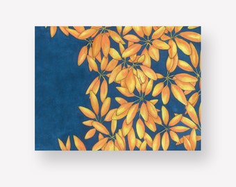 Botanical Pattern Print | 8x10 Unframed Art Print | Yellow and Blue Floral Art