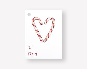 Candy Cane Heart Christmas Gift Hang Tags | 2.5" x 3.5" Hang Tags | Pack of 6