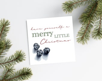 Silver Bells Christmas Greeting Card | Illustrated Christmas Holiday Folded Card | Merry Christmas