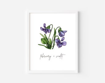 Violet Flower Art Print | February Birth Flower | Downloadable Printable Art | Digital Art File in Three Sizes | Flower Art for Download