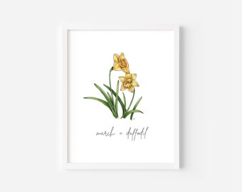 Daffodil Flower Art Print | March Birth Flower | Downloadable Printable Art | Digital Art File in Three Sizes | Flower Art for Download