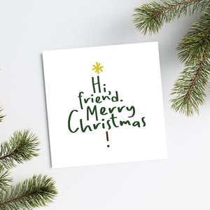 Carte de voeux joyeux Noël | Joyeux Noël l&#39;ami | illustrée | Carte de sapin de Noël