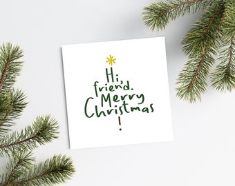 Merry Christmas Greeting Card | Merry Christmas Friend | Illustrated Card | Christmas Tree Card