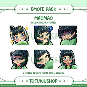 Maomao Emote Pack | The Apothecary Diaries | 6 Static Emotes for Twitch/Discord/YouTube