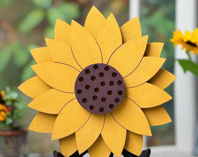 Sunflower Tiered Tray Sign: 3D Wood Sunflower Decor (4.5") - Etsy