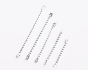 50 Stück Silber Bar Charms - 20/25/30/35/40mm - Gauge Seitlich Stick Link Stecker Rund Lange Glieder-Öse - 0,8mm LochGröße