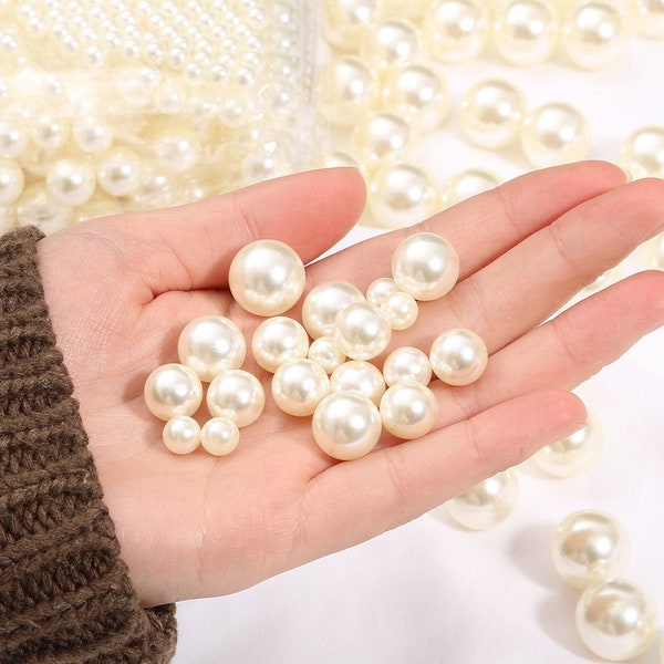 2-18mm Ivoire Fausses Perles - Perles d'Imitation ABS Ivoire Lisse Rondes - Perles en Vrac - Perles en Gros