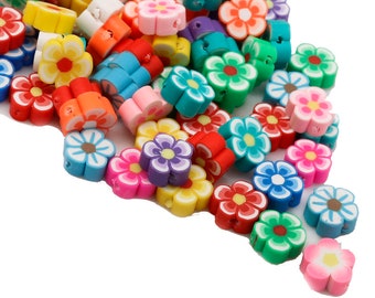 Fimo Polymer Clay Plum Blossom Flower Beads 6mm 10mm 12mm Assorted Bright Colours, 25 pcs/bag