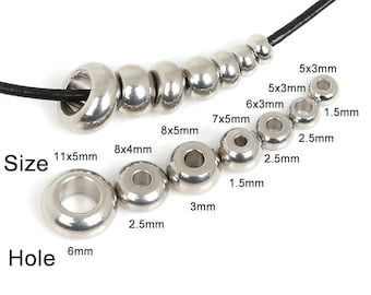 5-10mm Stainless Steel Silver Space Beads - Silver Donut Beads - Silver Disc Beads - Silver Spacers