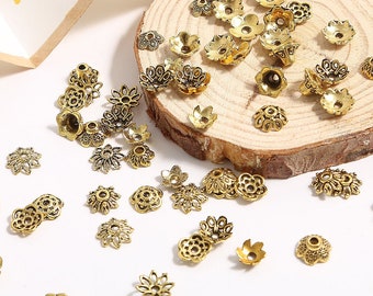 Bulk Assorted Gold Bead Caps - Gold Bead Caps - Gold End Caps - Bead Cap Findings - Gold Jewelry Findings