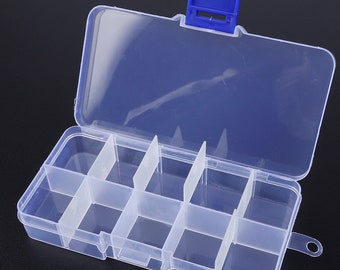 10 Grid Adjustable Clear Transparent Jewelry Storage Box - Ring Earring Beads Case Plastic Portable Organizer Box 13 x 7 x 2.4 cm