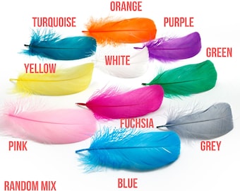50 pcs Goose Feathers - 8-13cm - Blue Feathers, Orange Feathers, Pink Feathers, White Feathers, Grey Feathers, Green Feathers