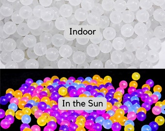 8mm UV Color Changing Magic Beads - UV Beads - Round Rainbow Beads - Change Color - 2mm Hole - Color Changing Beads - 100 Pcs