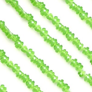 4-5mm Green Italian Murano Flower Millefiori Glass Beads, 1mm Hole - 45 Pieces - Flat Glass Flat Beads, Flower Beads, Lampwork Glass Beads